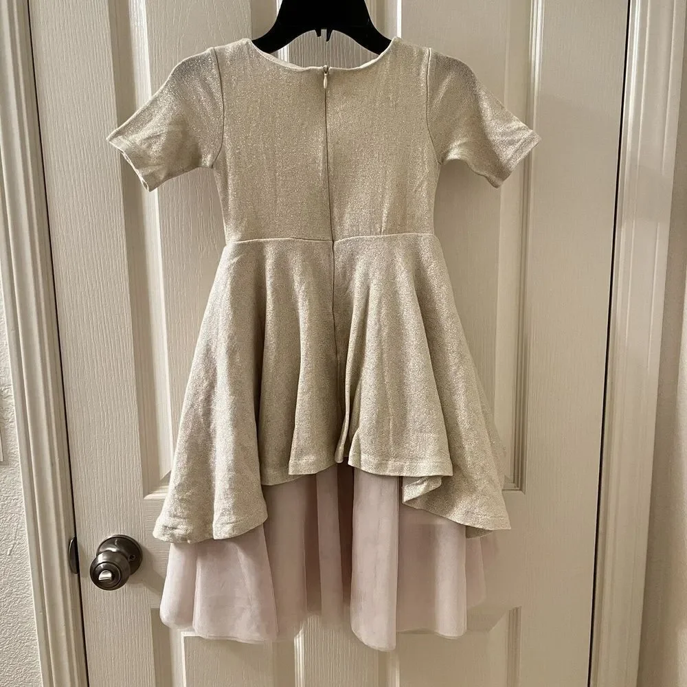Joyfolie Roselyn Petticoat Dress in Gold Tulle Hi-Low Mia Joy Girls Size 5